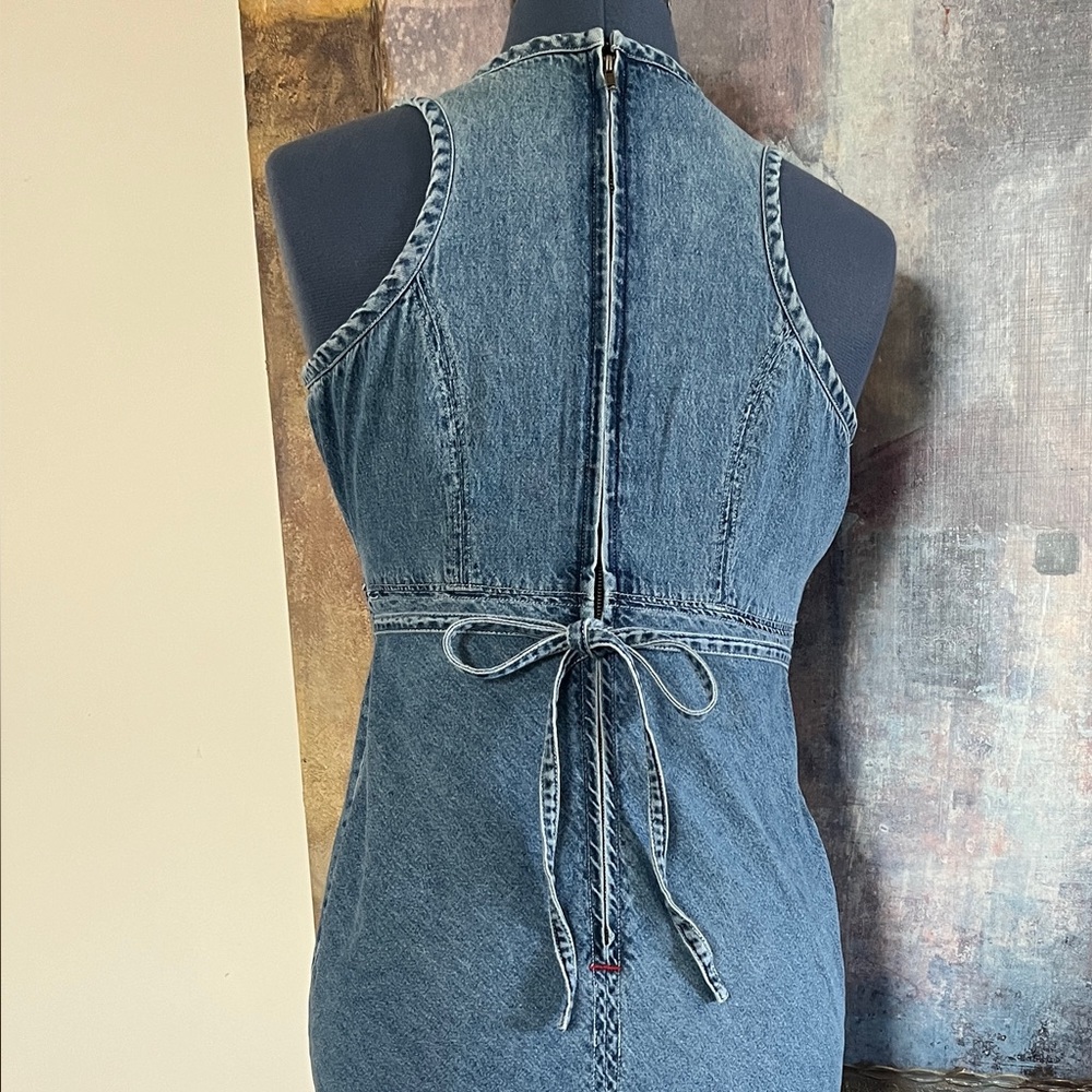 HP🌹🌹🌹Y2K Authentic Esprit Denim Racerback Dress Coachella Ready - Picture 3 of 5